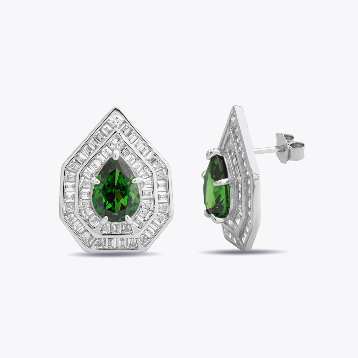 Boucles d'oreilles de luxe en argent avec DMNK016 de la zircone verte et blanche