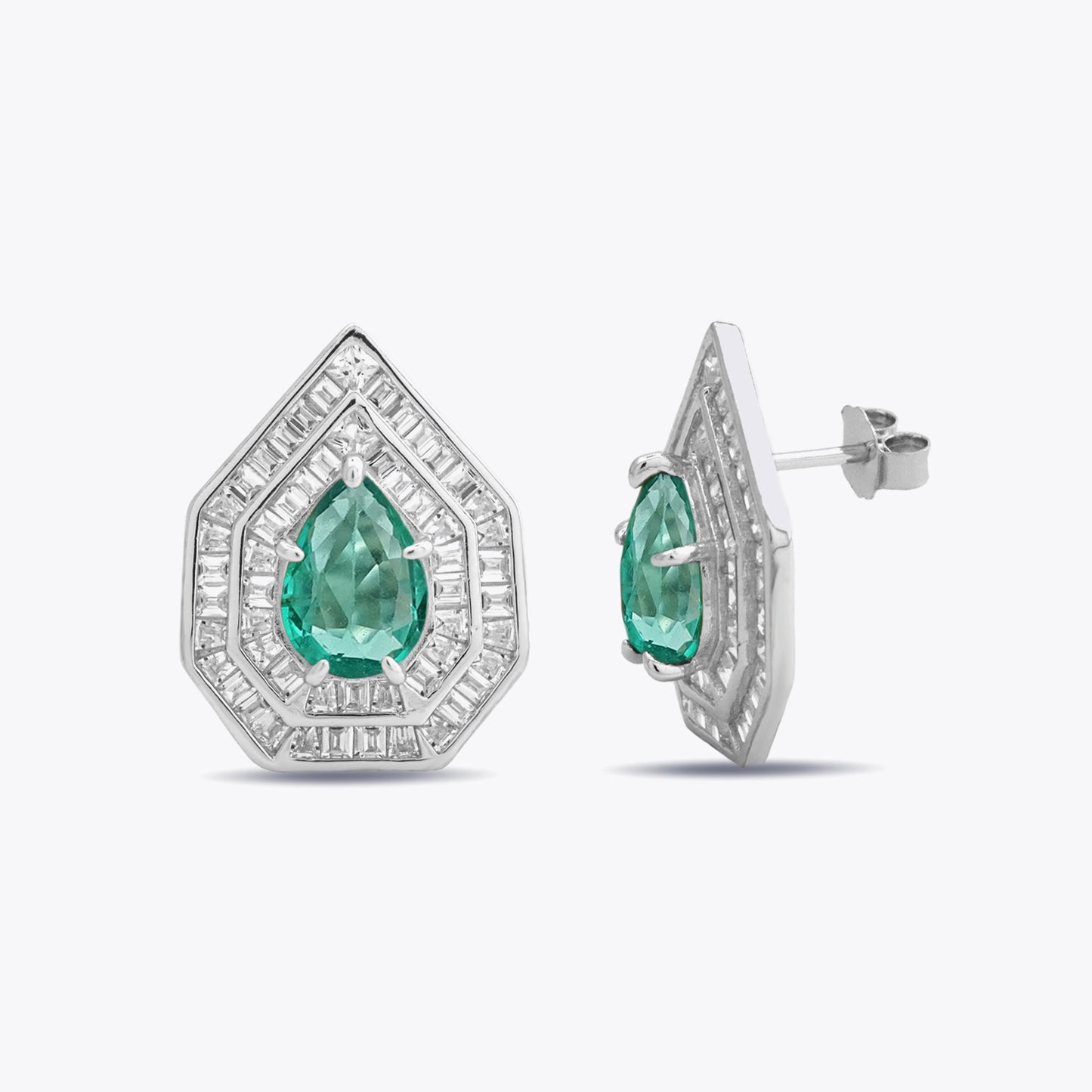 Boucles d'oreilles de luxe en argent avec DMNK017 de la zircone verte et blanche