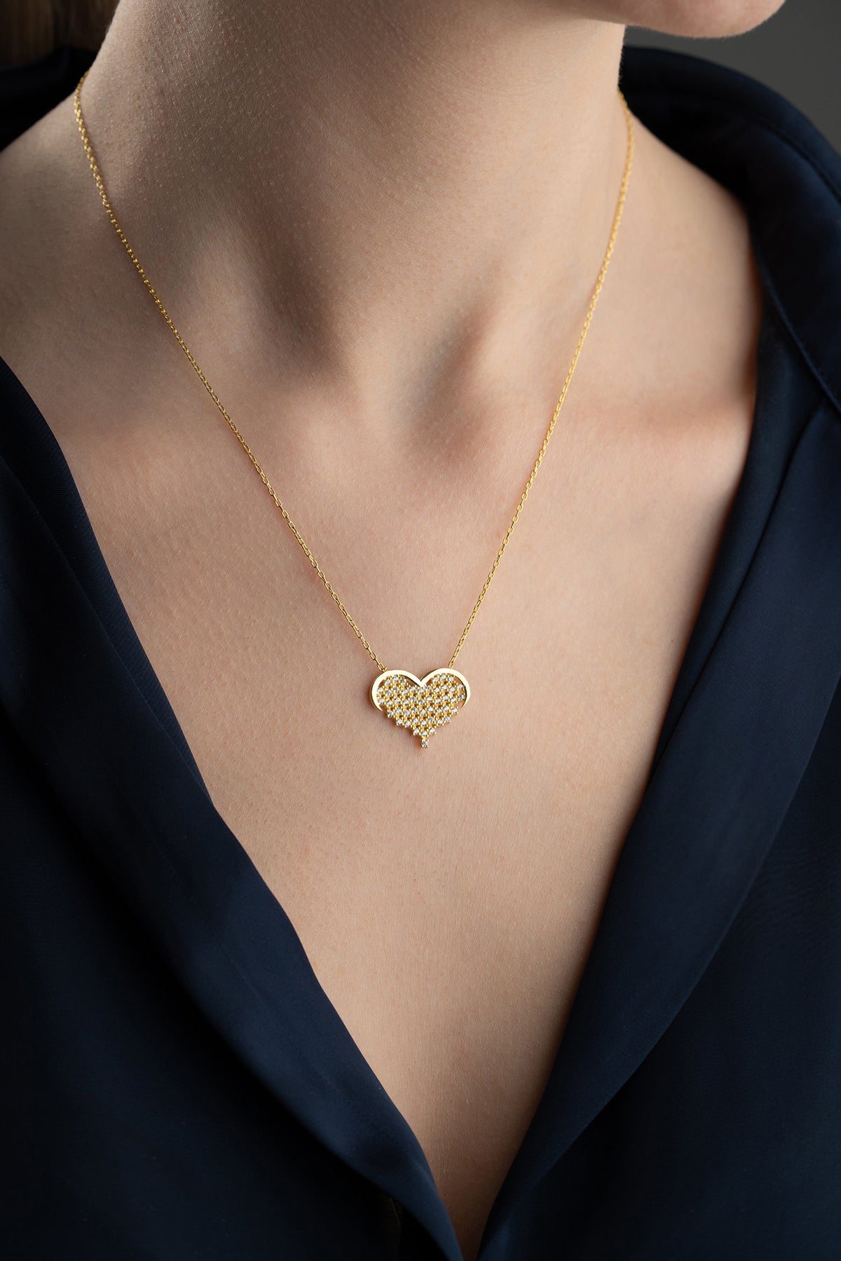 Collier de coeur avec des pierres - 925 argent