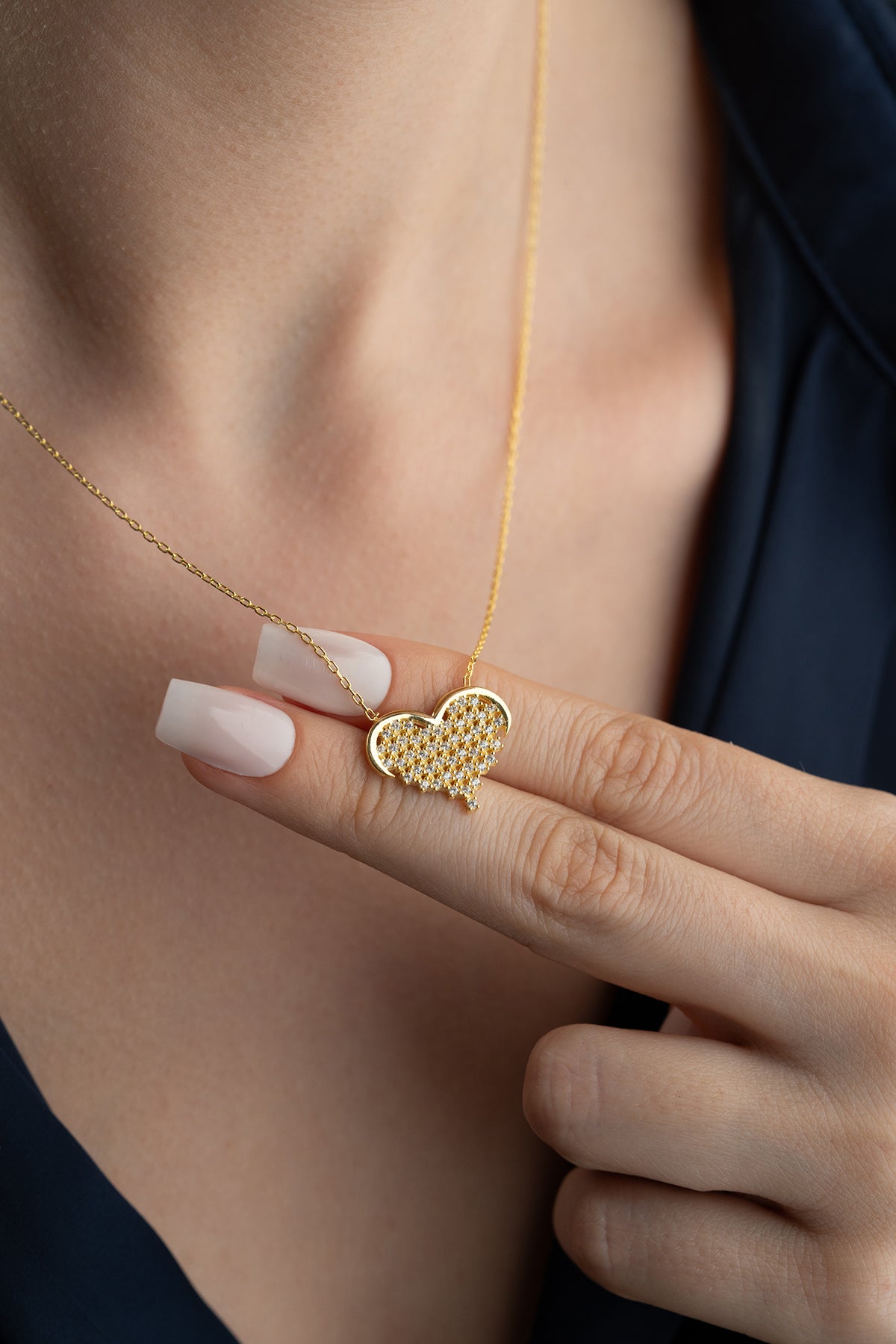 Collier de coeur avec des pierres - 925 argent