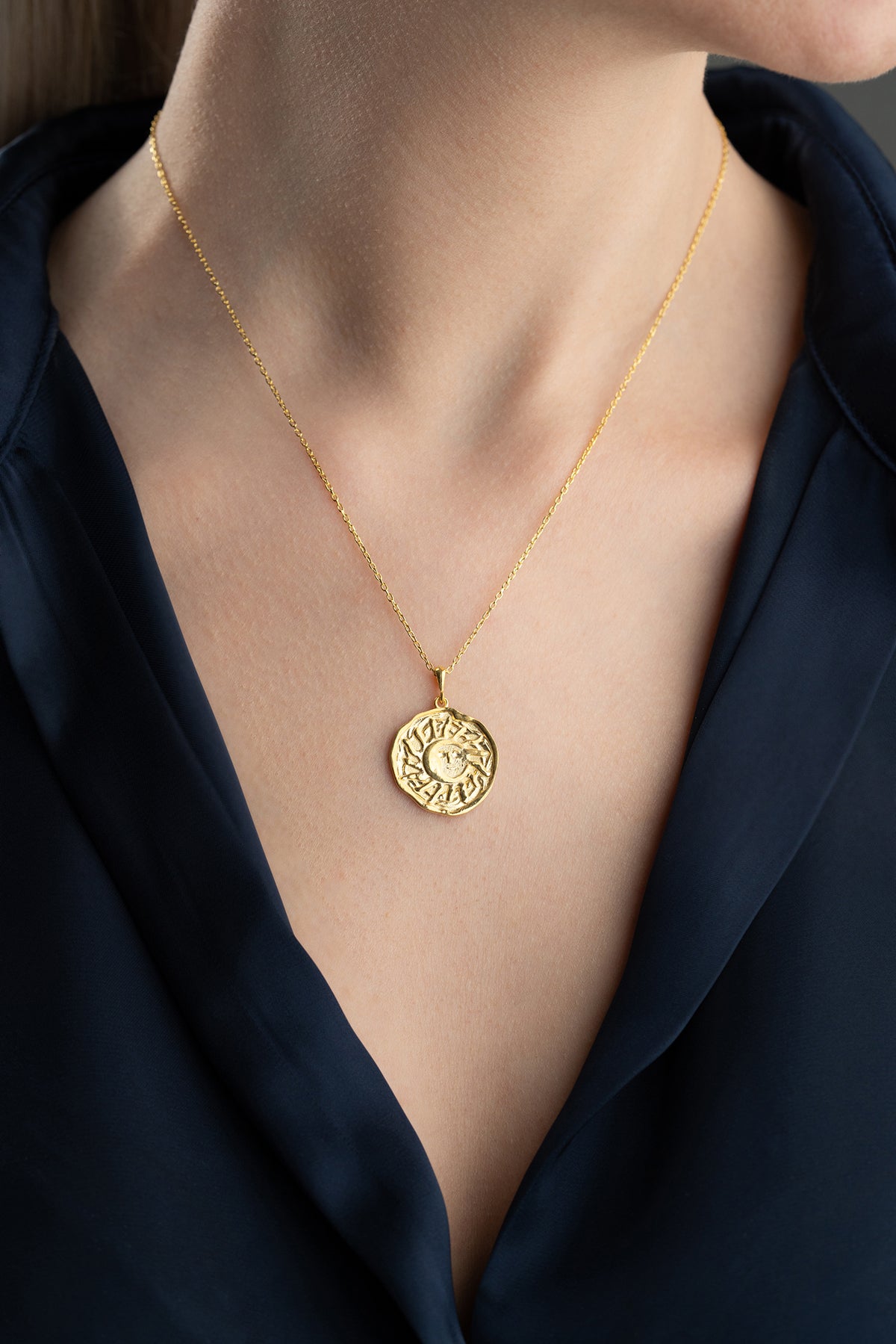 Zon & Maan Ketting – 925 Zilver – Verguld
