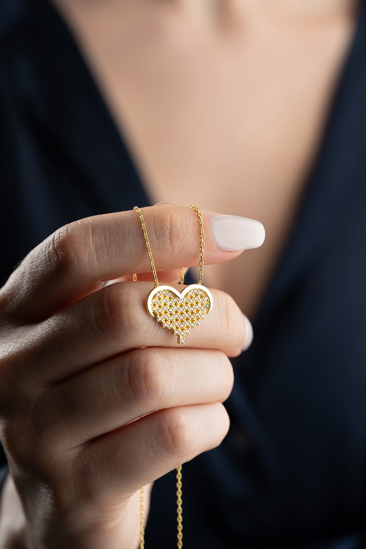 Collier de coeur avec des pierres - 925 argent