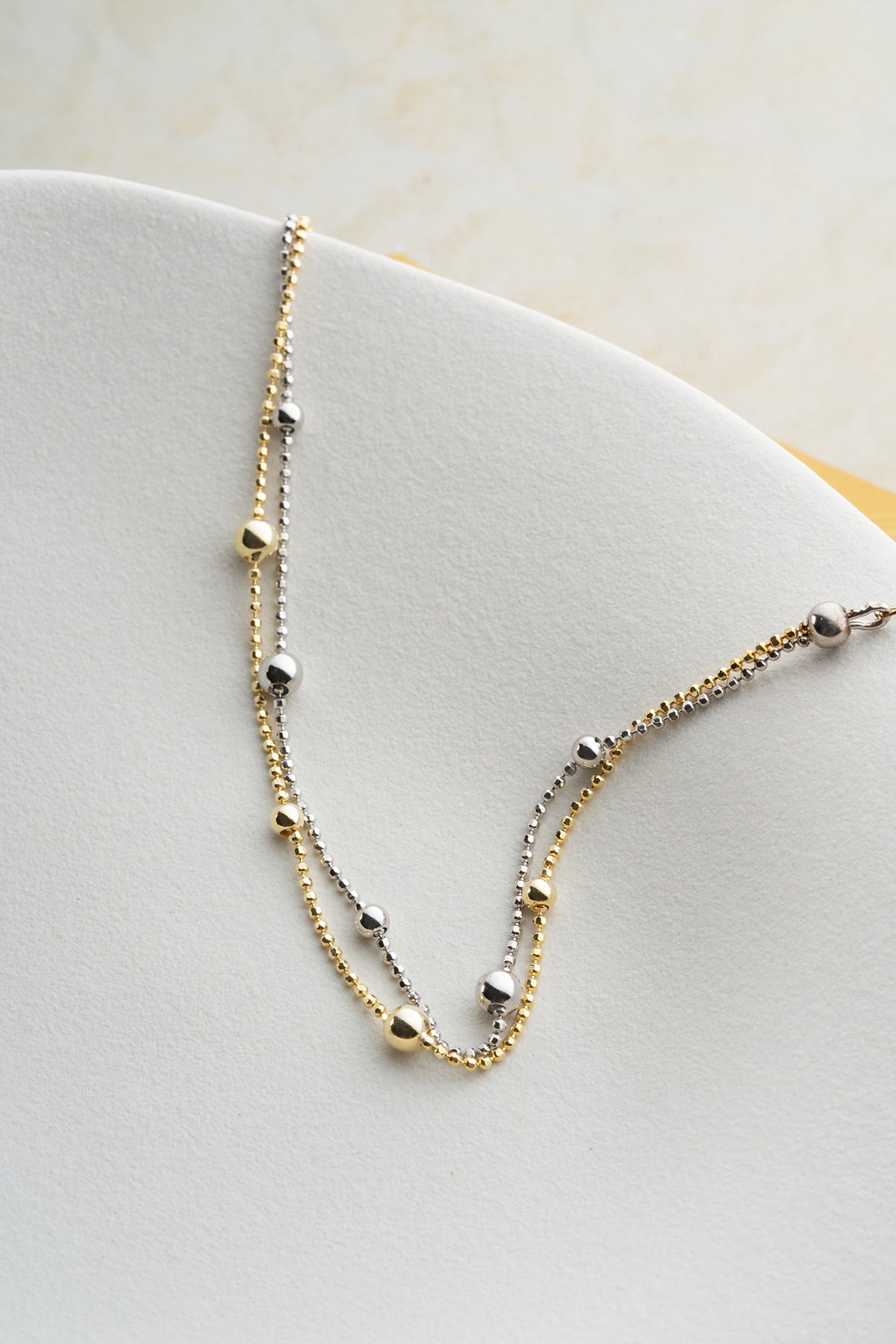 Bracelet double perle en argent 925 – Or & Argent