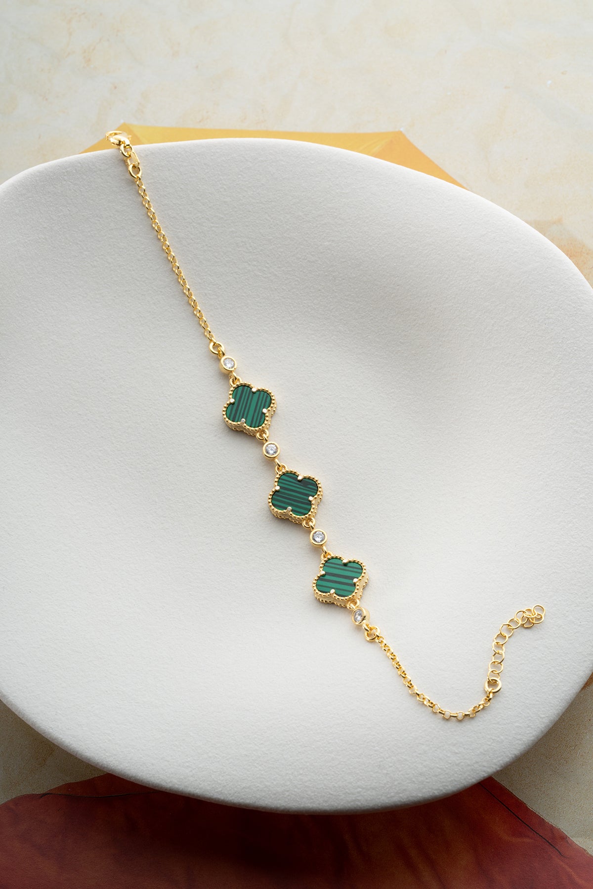 925 Bracelet en argent avec malachite klaver