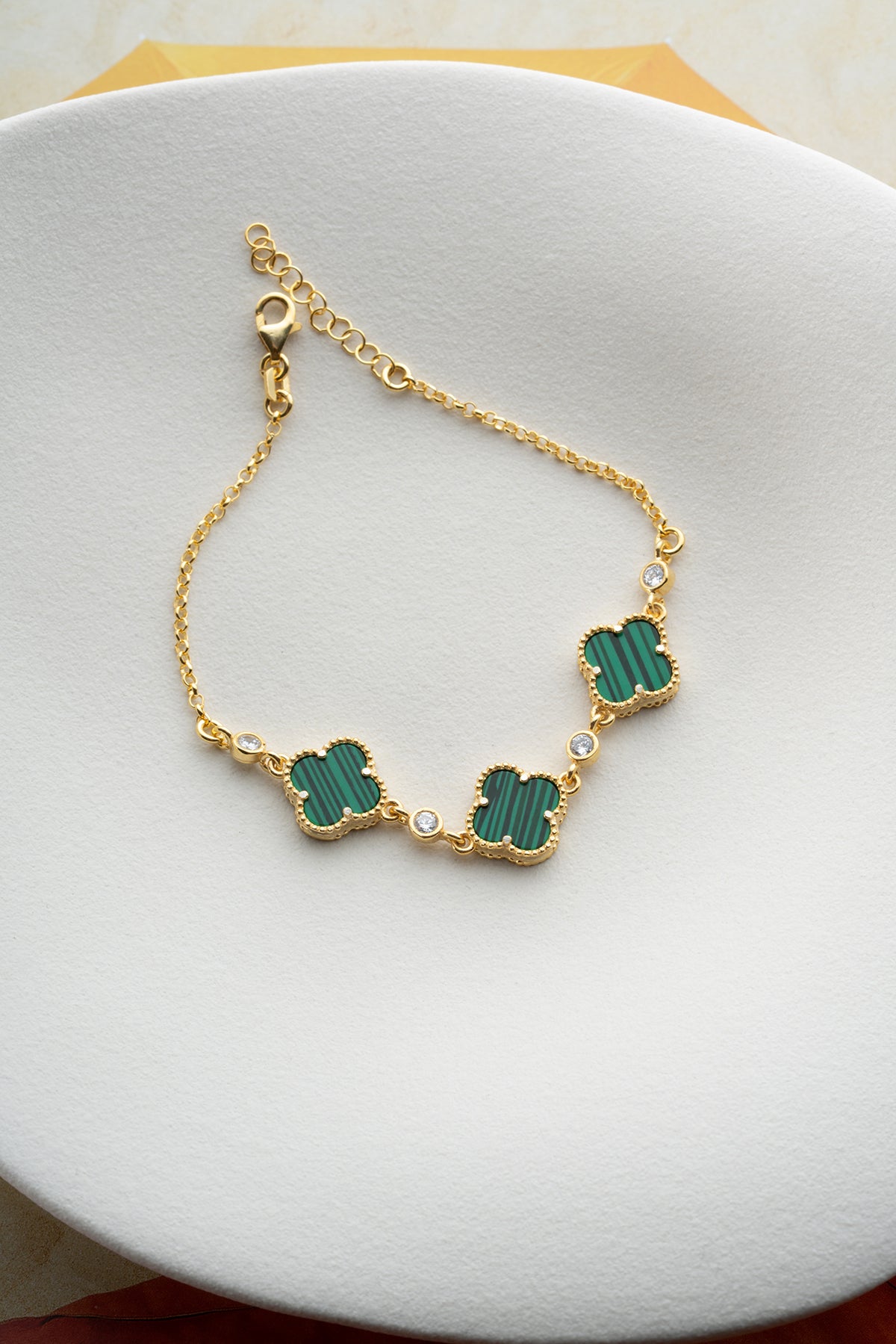 925 Bracelet en argent avec malachite klaver