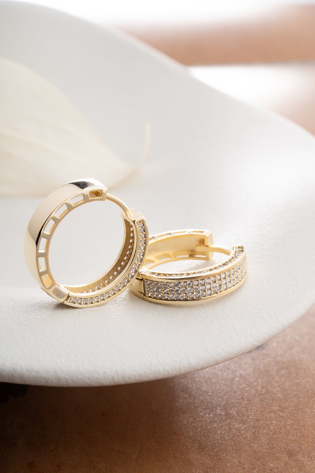 Creolen Met Zirkonia – 925 Zilver – Verguld