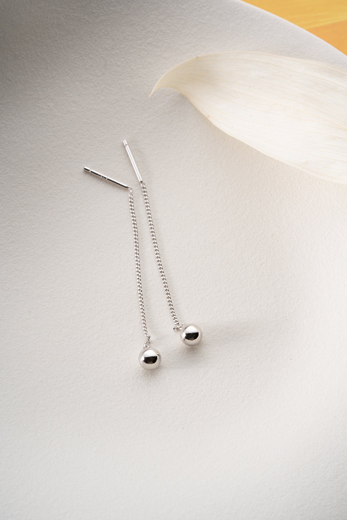 Boucles d'oreilles en argent avec chaîne & Balle