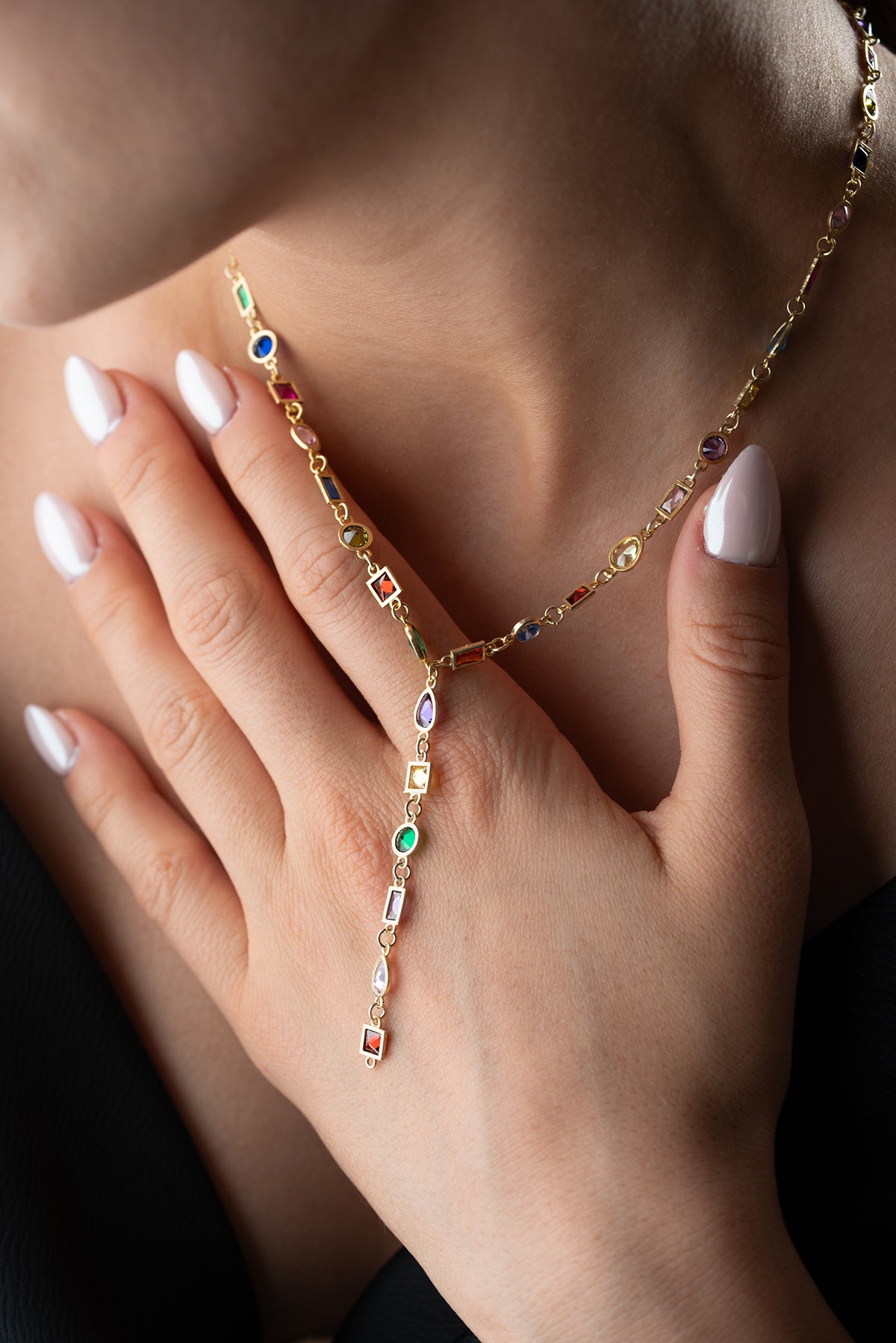 Collier Serenay Y avec des pierres colorées - 925 argent