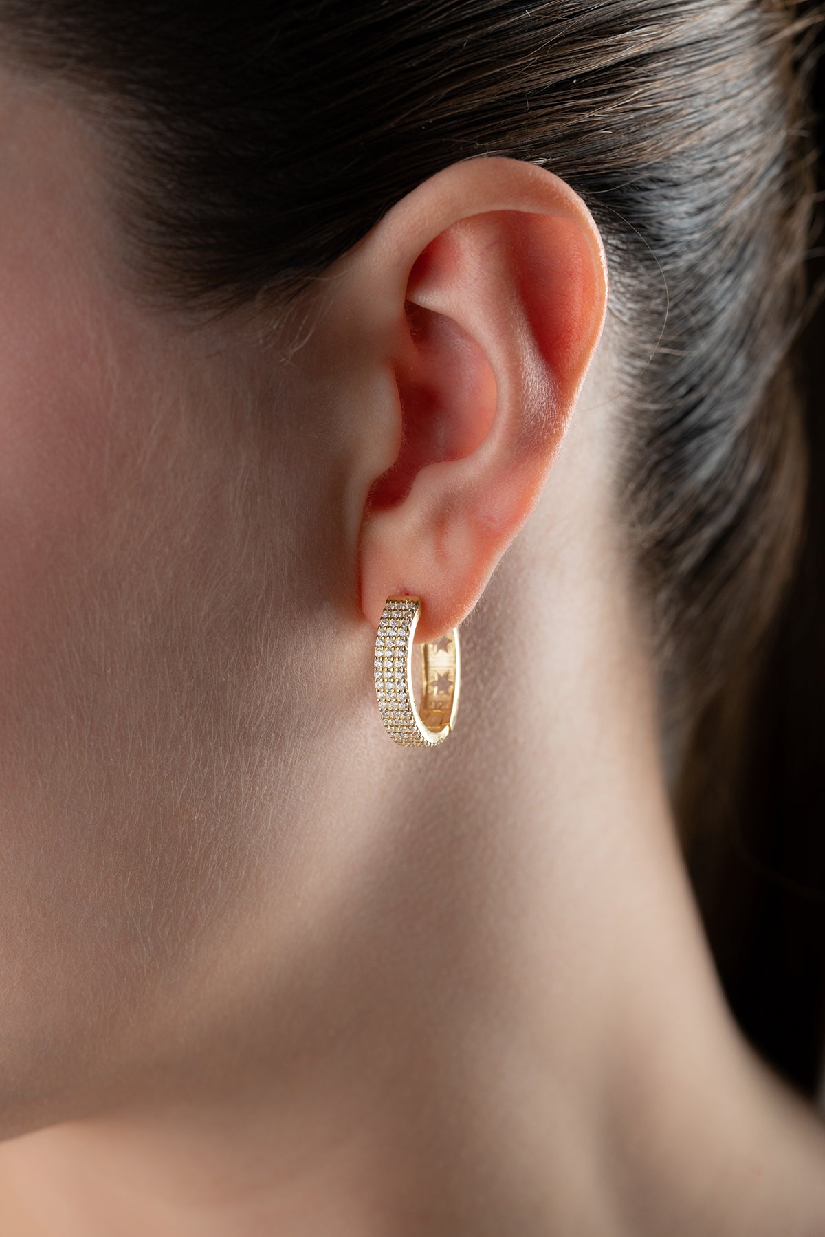 Sparklehoop 925 - boucles d'oreilles en zircone dorée