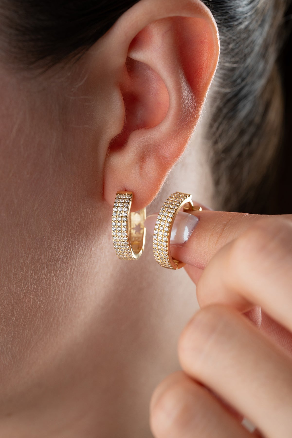 Sparklehoop 925 - boucles d'oreilles en zircone dorée