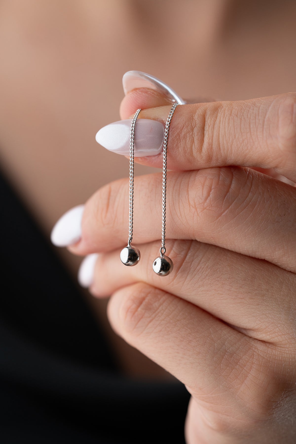 Boucles d'oreilles en argent avec chaîne & Balle