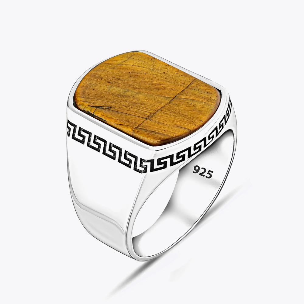 Bague pour homme en argent 925 avec pierre d'oeil de tigre ORTBL158
