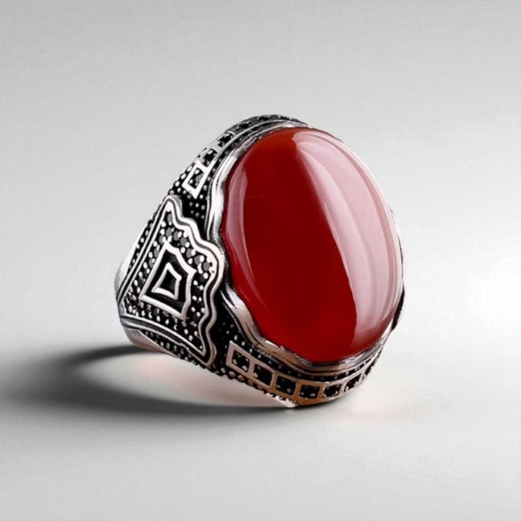 Bague pour homme en argent avec pierre d'agate