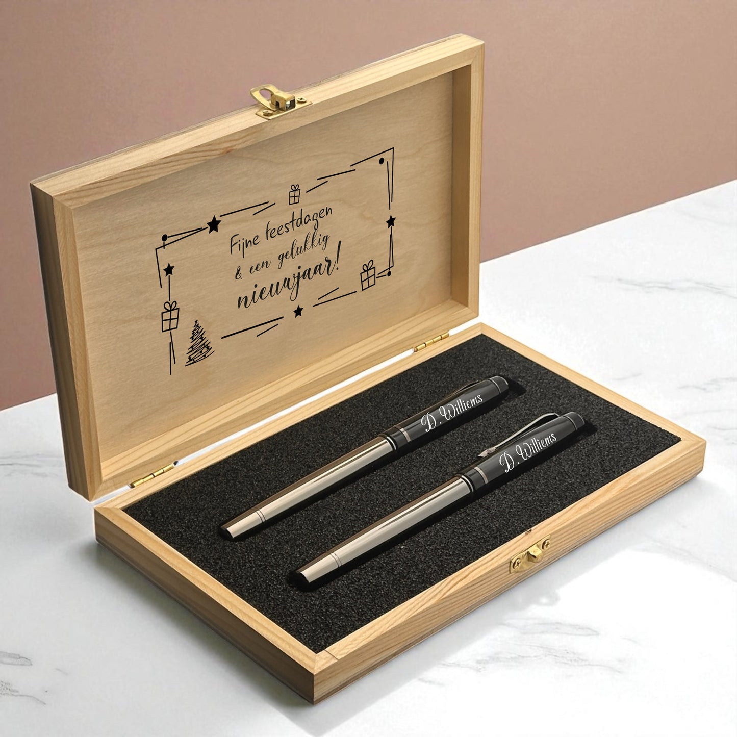 Coffret de stylos de luxe avec gravure de nom – dans un coffret cadeau en bois