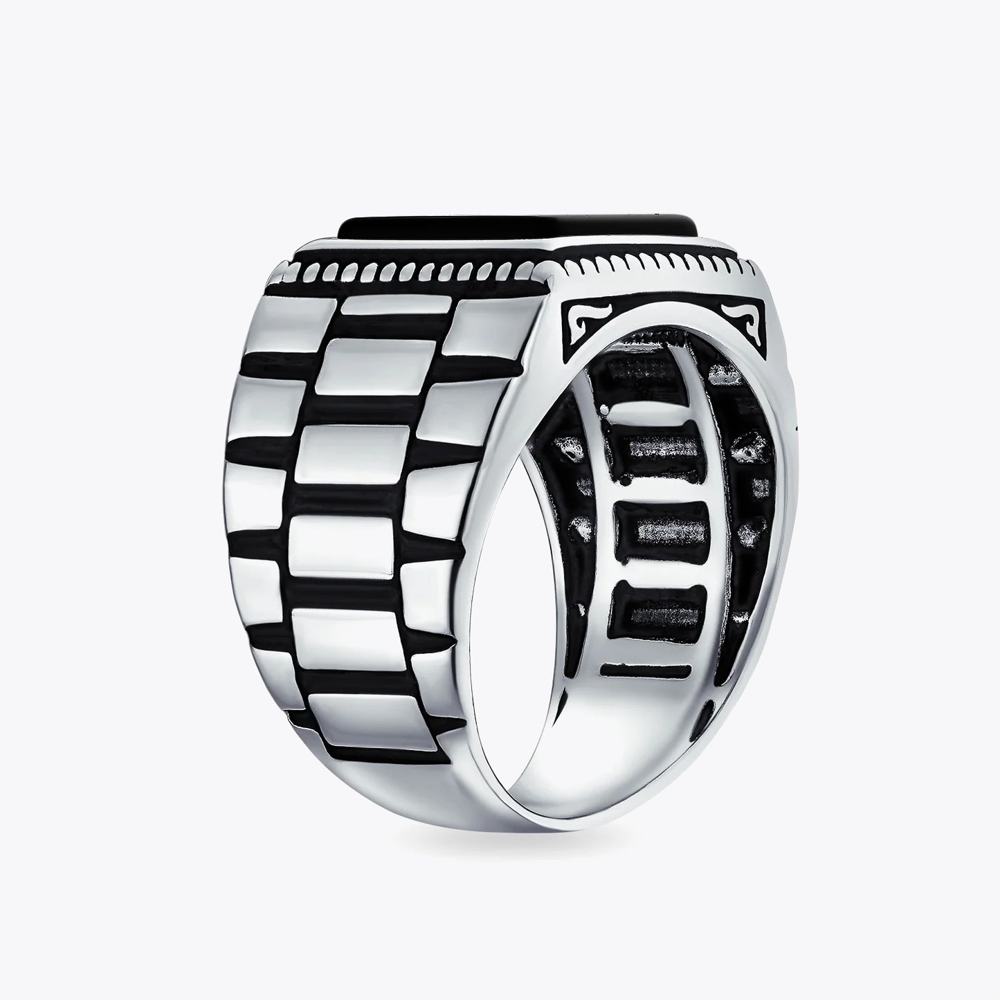 Chevalière argent onyx homme LMR501