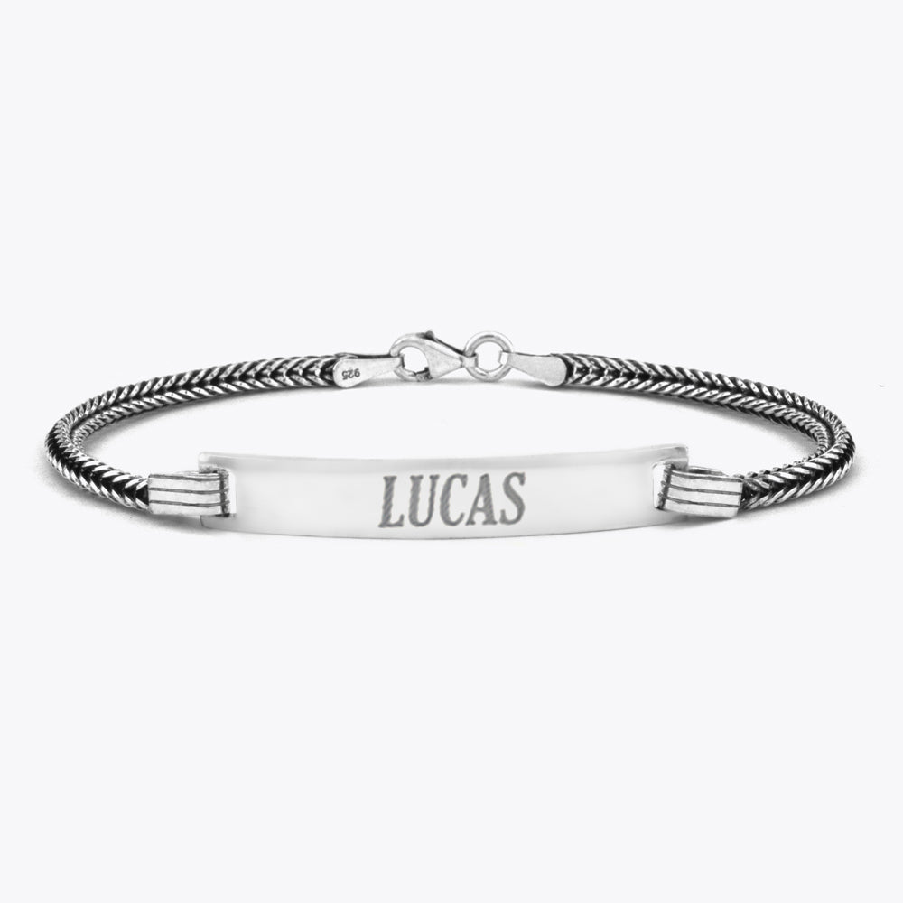 Armband met graveerplaat, zilver / 3 mm breed