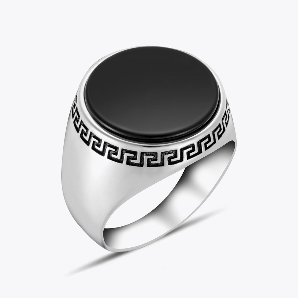 Chevalière Onyx Grecque ORTBL008