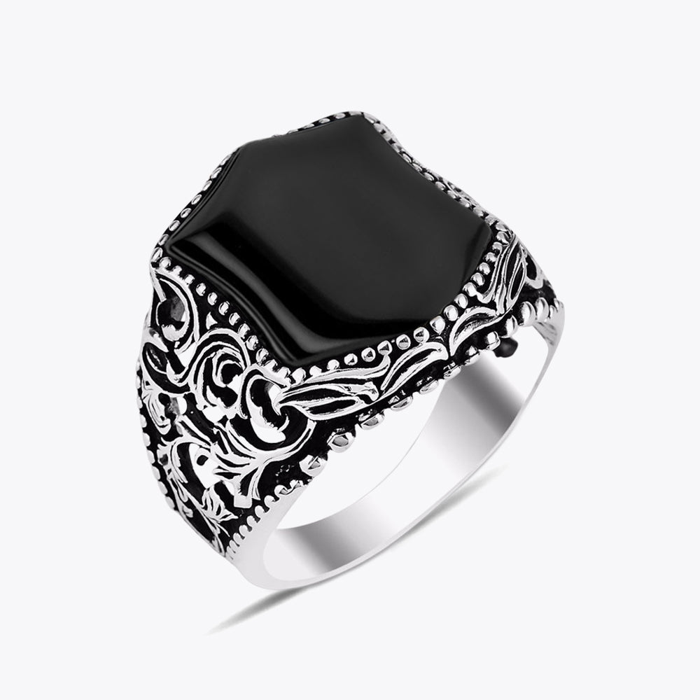 Bague pour homme en argent 925 avec pierre d'onyx ORTBL172