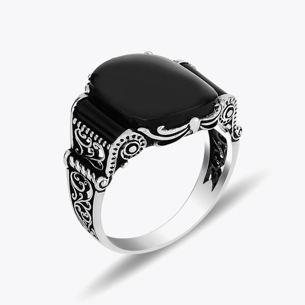Bague pour homme en argent 925 avec pierre d'onyx ORTBL176