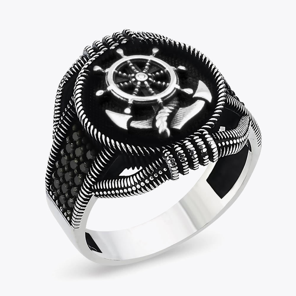 Bague en argent pour homme Anchor