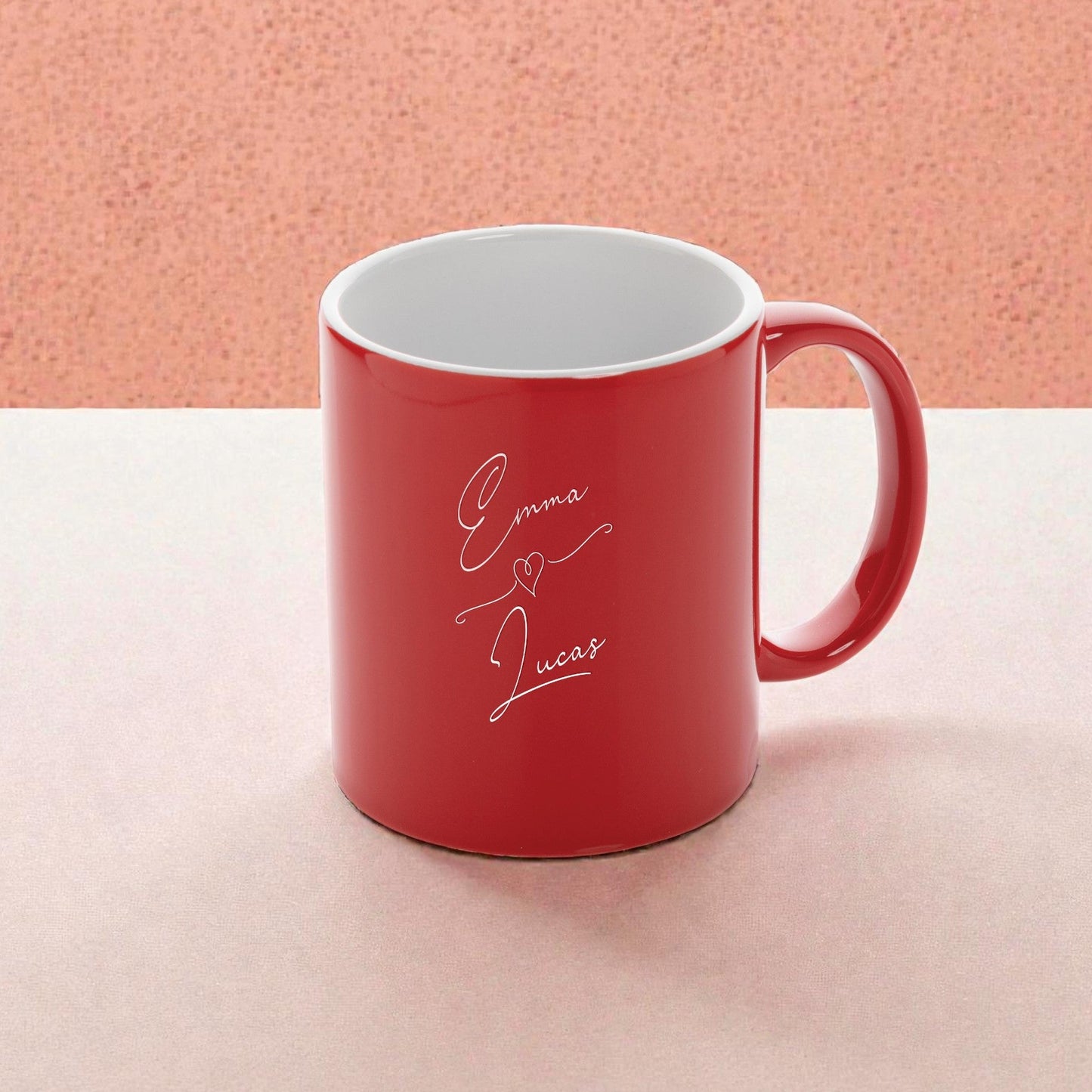 Mug personnalisé avec coeur et prénoms