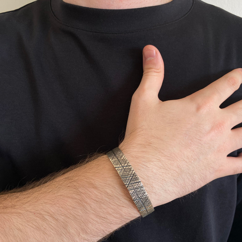 925 Bracelet en argent sterling avec rayures