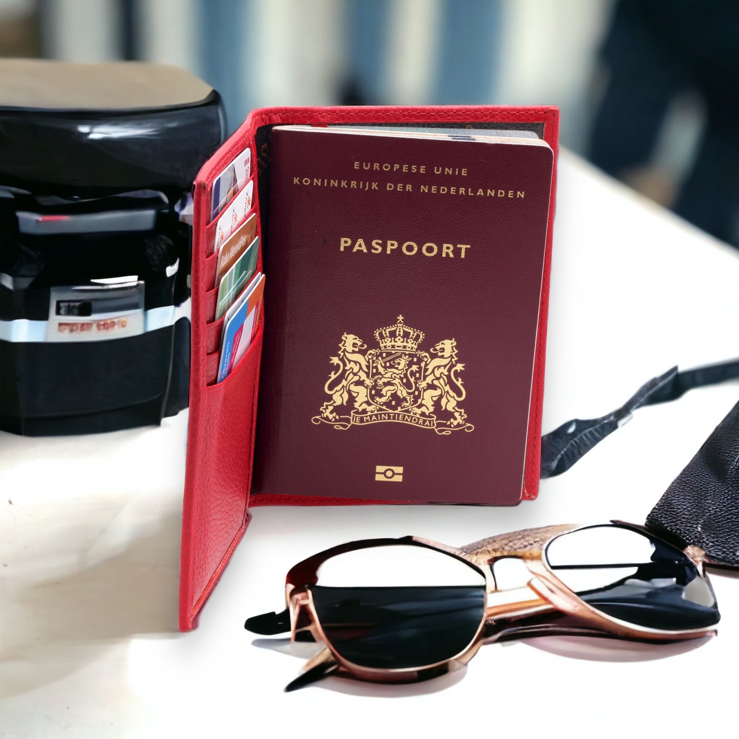 Portefeuille passeport rouge