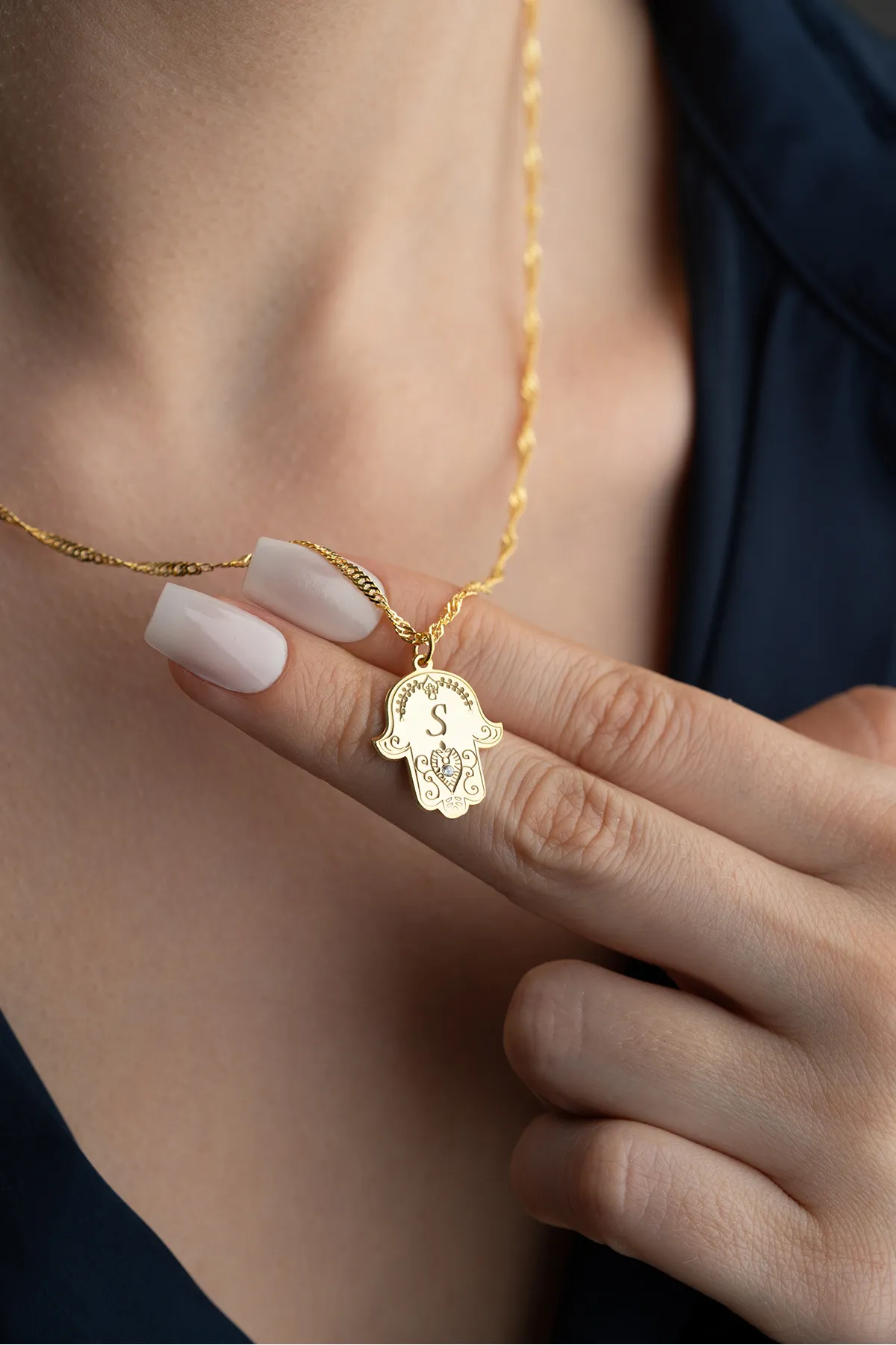 Hamsa Letterketting – 925 Sterling Zilver