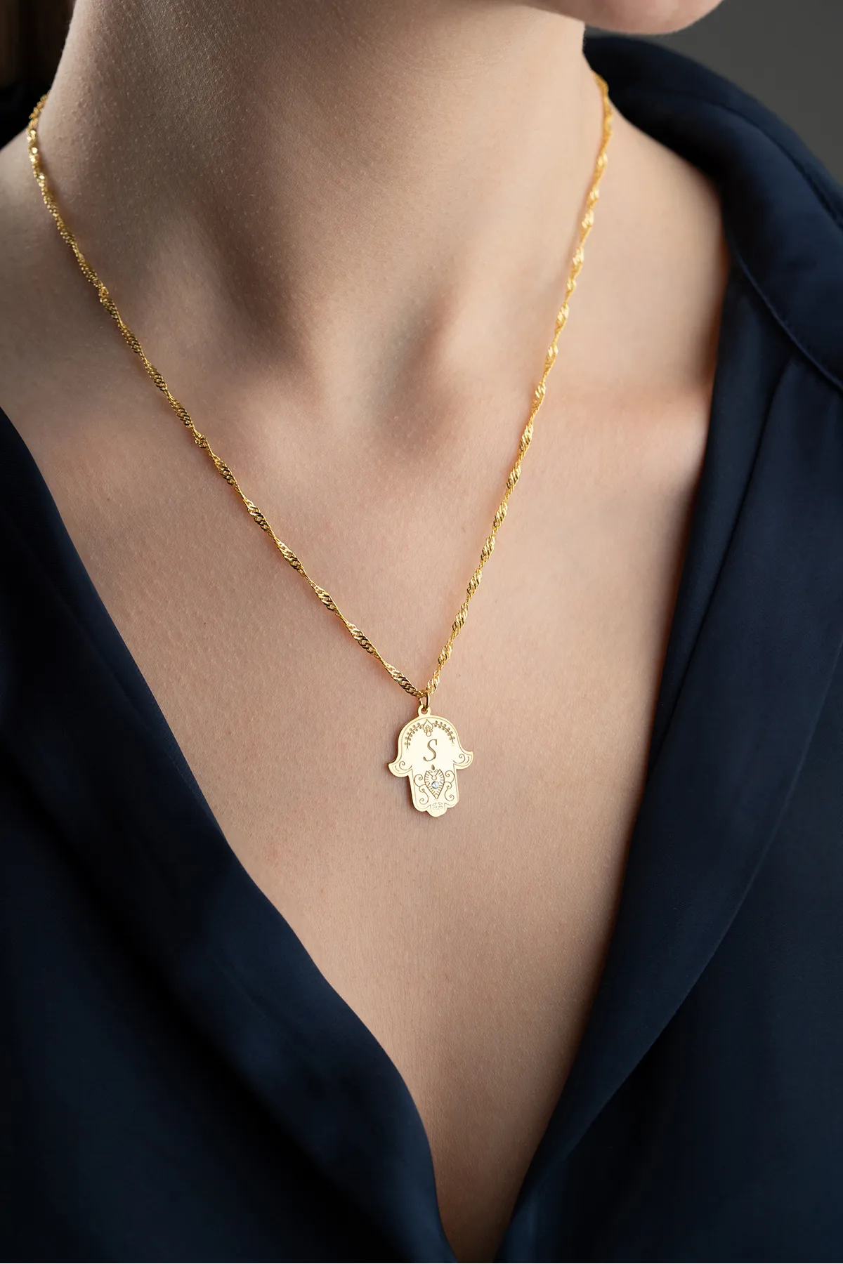 Hamsa Letterketting – 925 Sterling Zilver