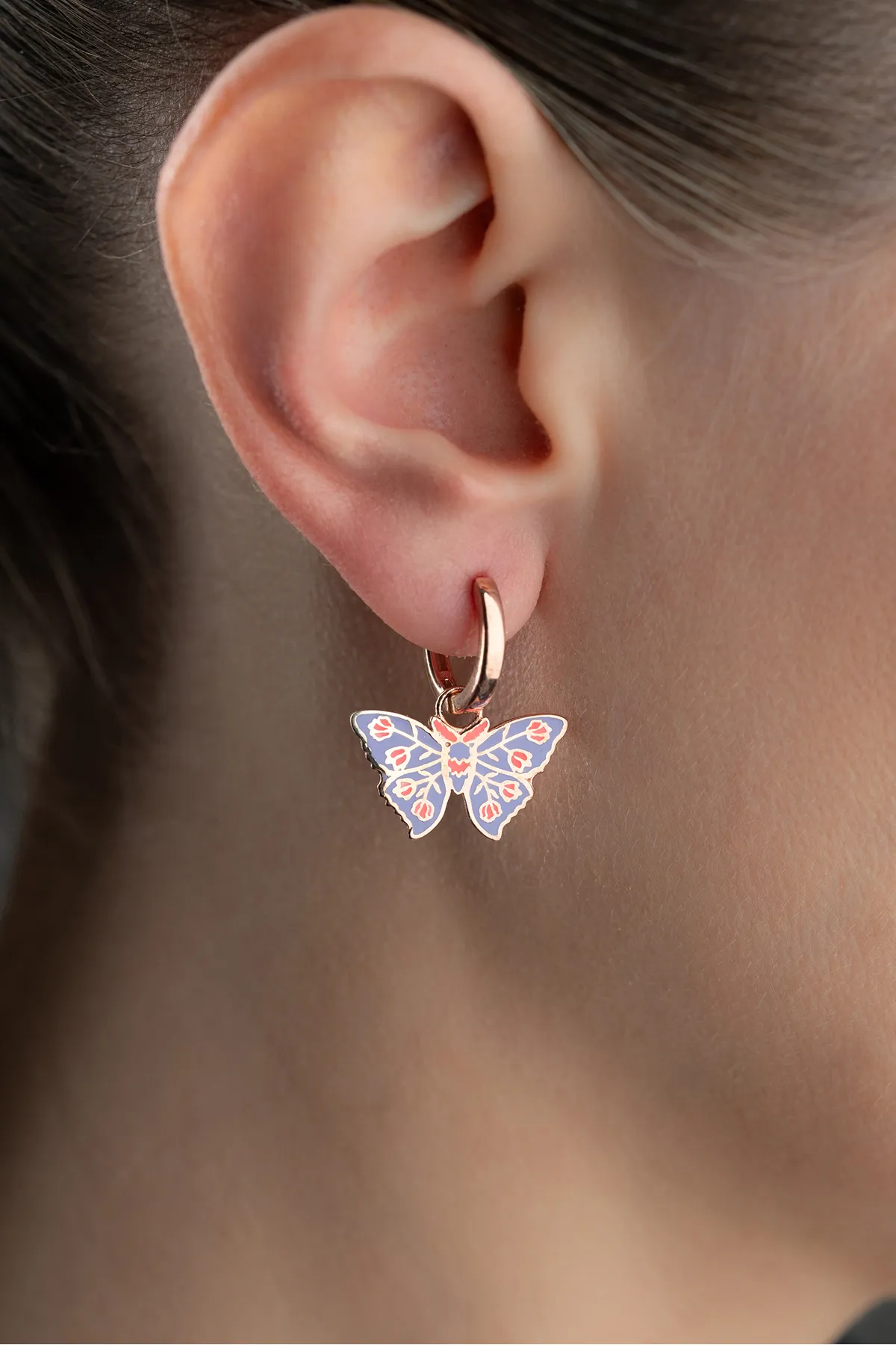 Kleurrijke Vleugels Oorbellen – 925 Sterling Zilver met Roségoud