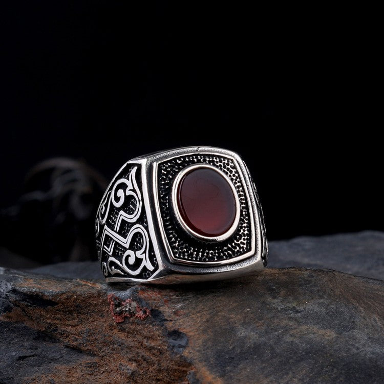 Anneau de Silver Men avec de la pierre d'agate