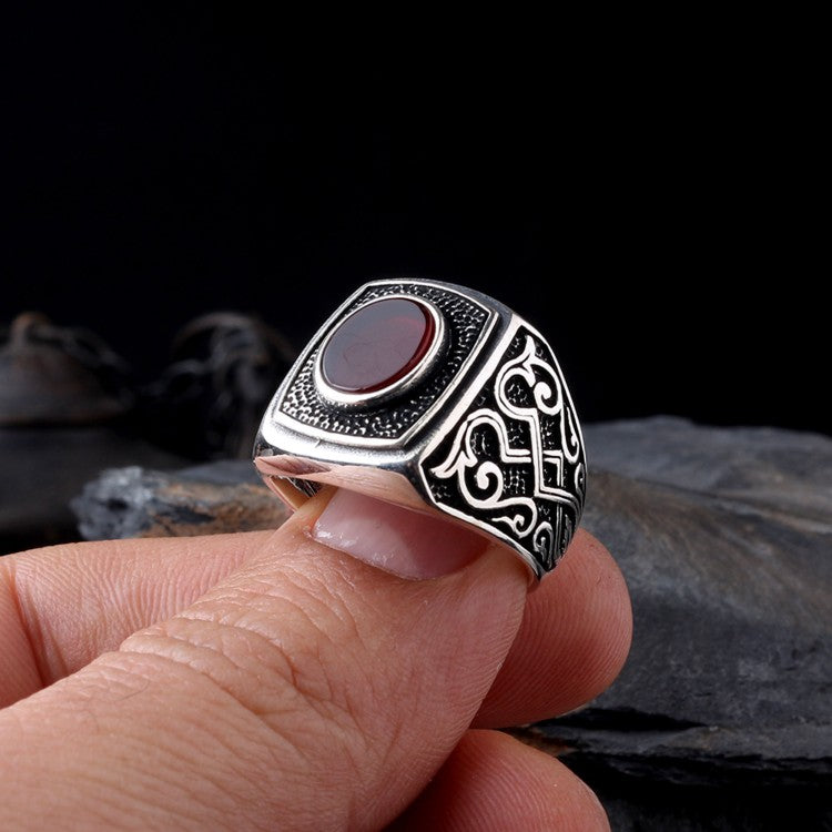 Anneau de Silver Men avec de la pierre d'agate