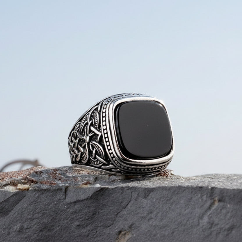 925 Zilveren Herenring Met Onyx Steen