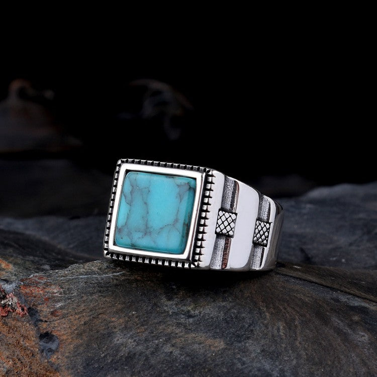 925 Anneau d'hommes en argent sterling avec pierre turquoise