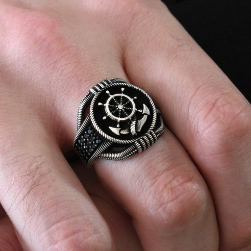 Bague en argent pour homme Anchor