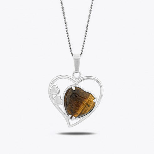 Tiger Eye Heart Pendant Gemstone
