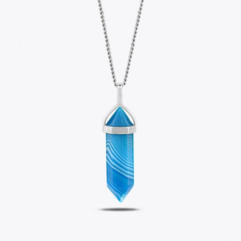 Pendentif d'agate bleu avec collier