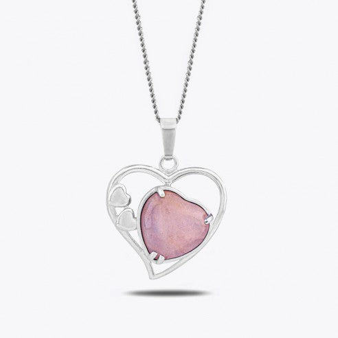 Rose Quartz Heart Chain Pendant Gemstone