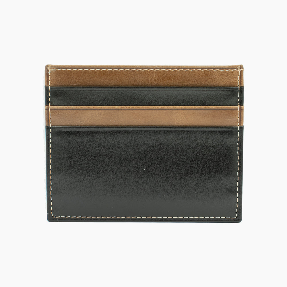 Porte-Cartes En Cuir Noir et Marron Engrave 011-04