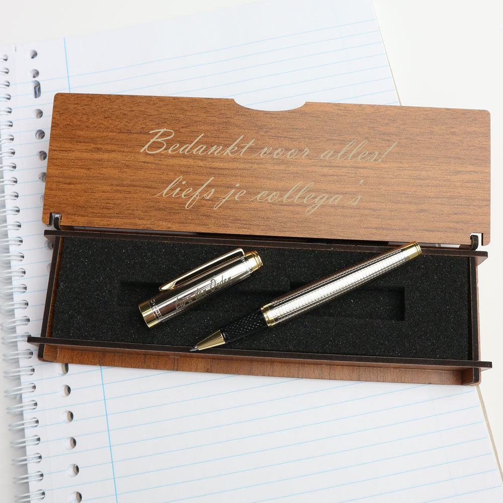 Stylo Roller Personnalisé - Avec Coffret Bois Gravé