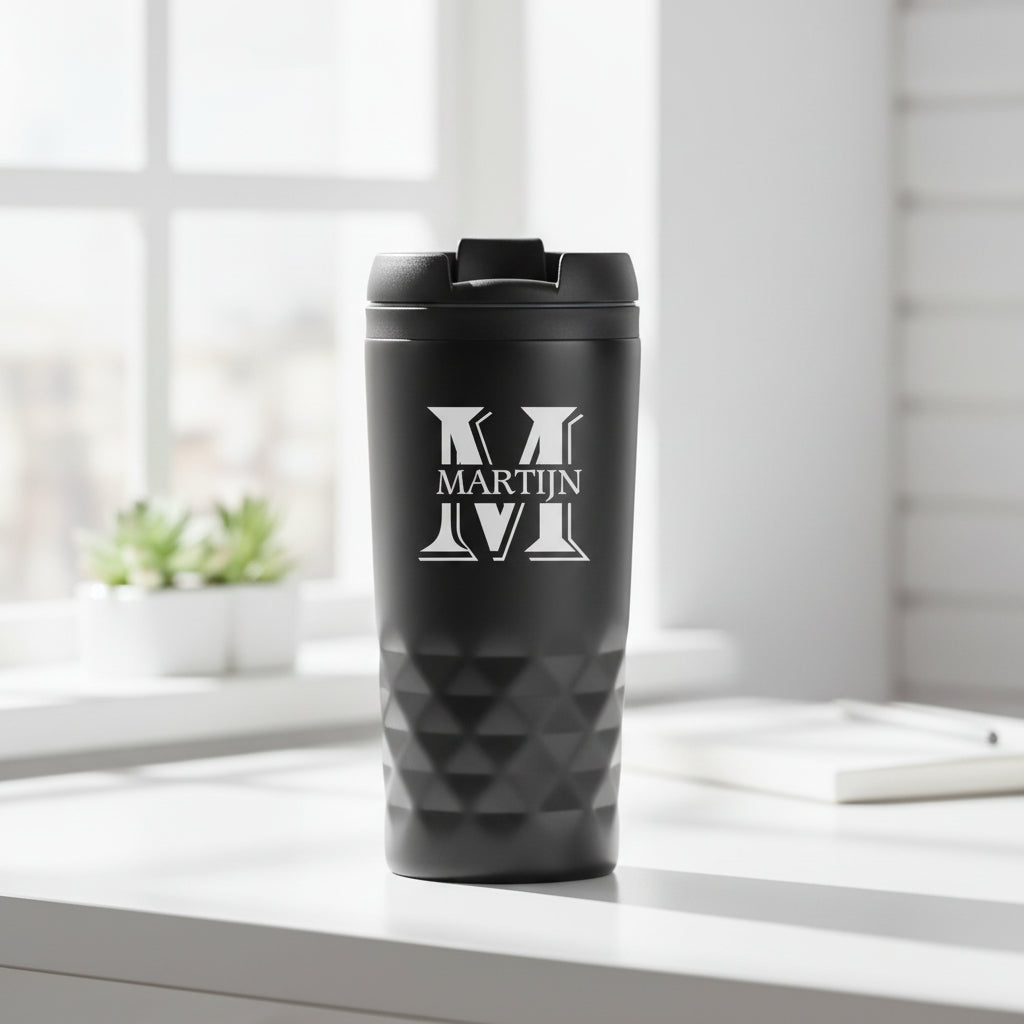 Tasse thermos graphique avec texte