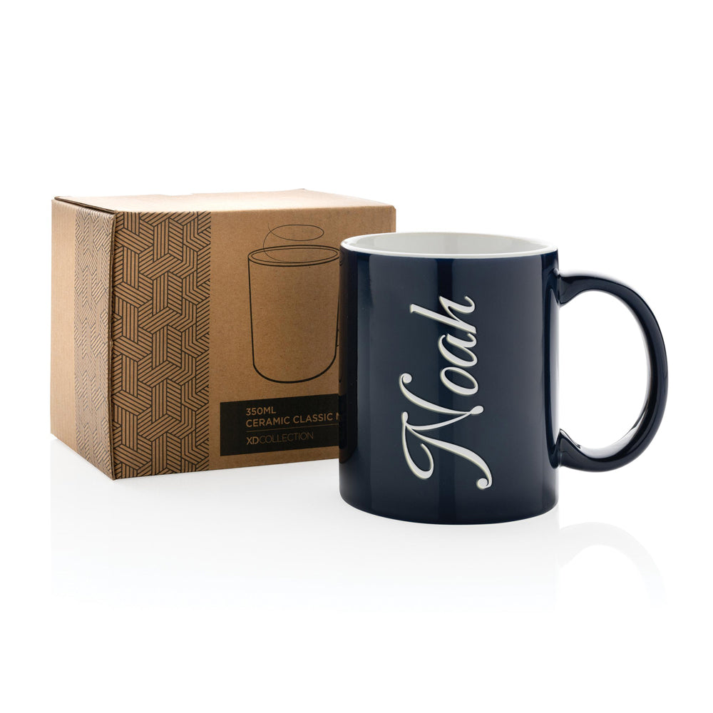 Mug classique en céramique avec texte 2 - bleu foncé