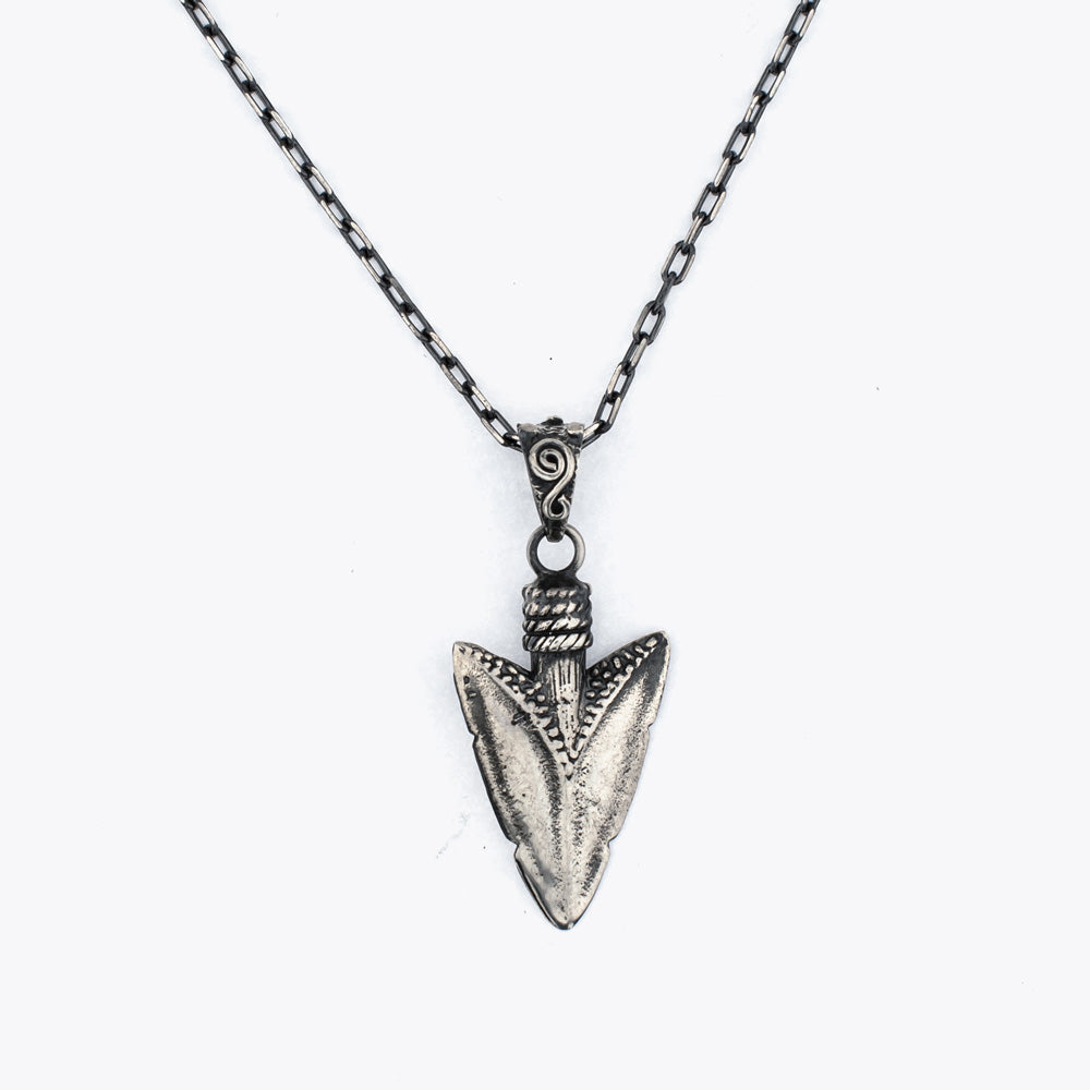 Collier pendentif pointe de flèche en argent avec pierre BLAR0112