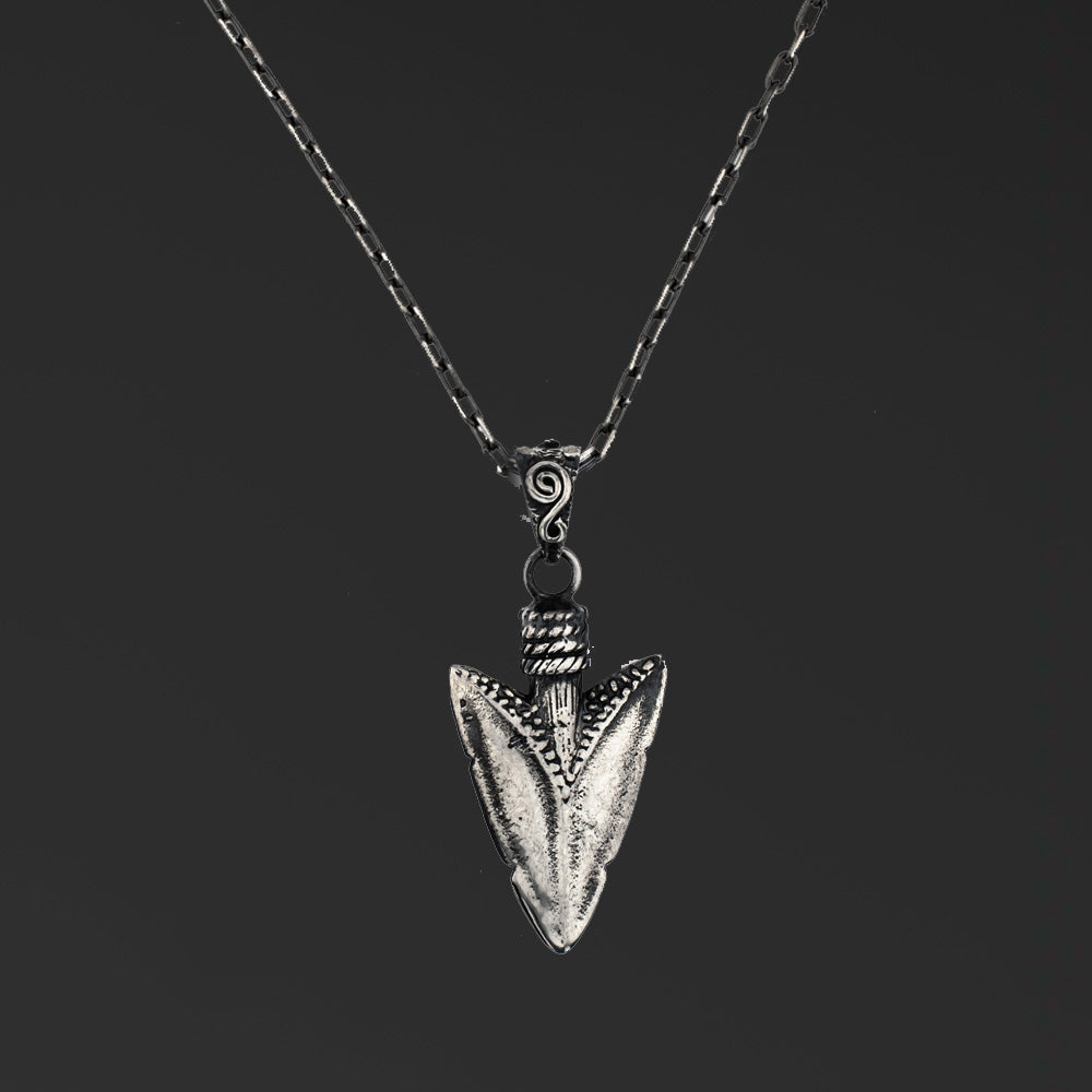 Collier pendentif pointe de flèche en argent avec pierre BLAR0112