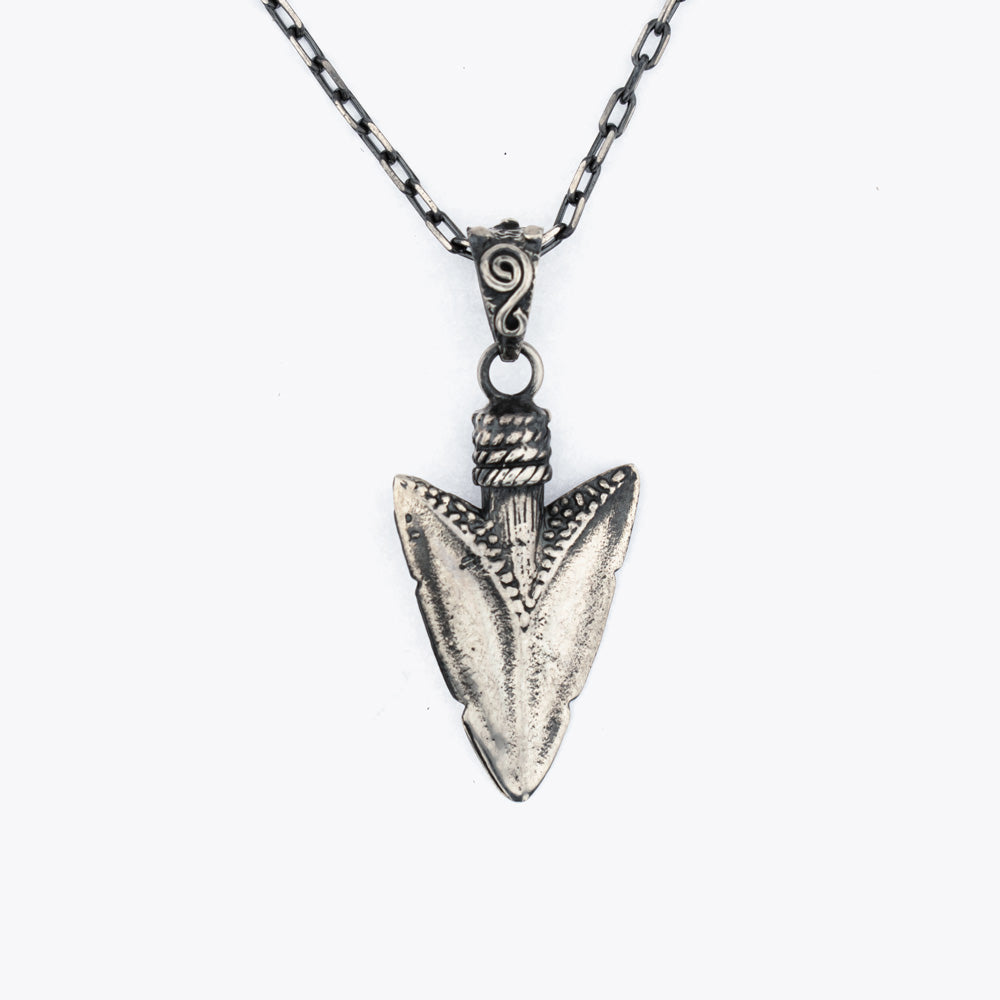 Collier pendentif pointe de flèche en argent avec pierre BLAR0112
