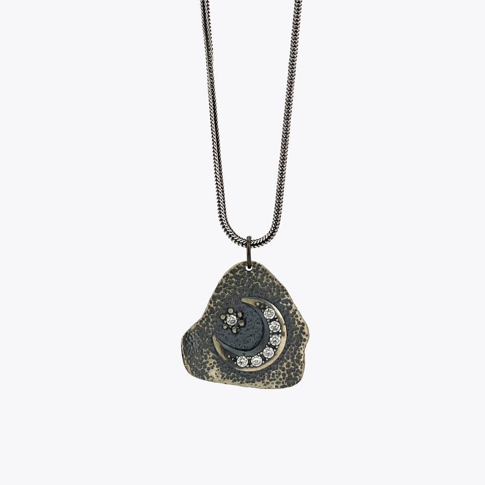 Collier homme avec pendentif lune & étoile
