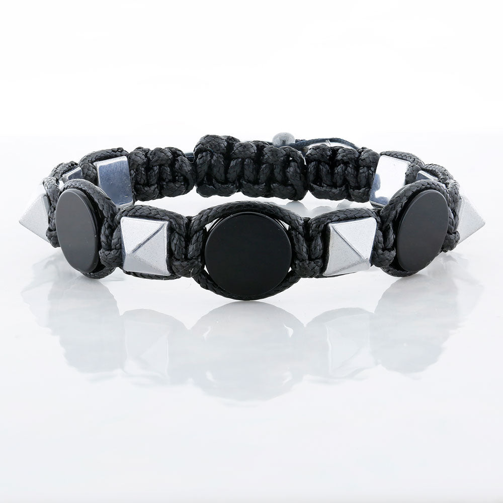by LYDIAN Bracelet Homme Onyx et Hématite BLAR028