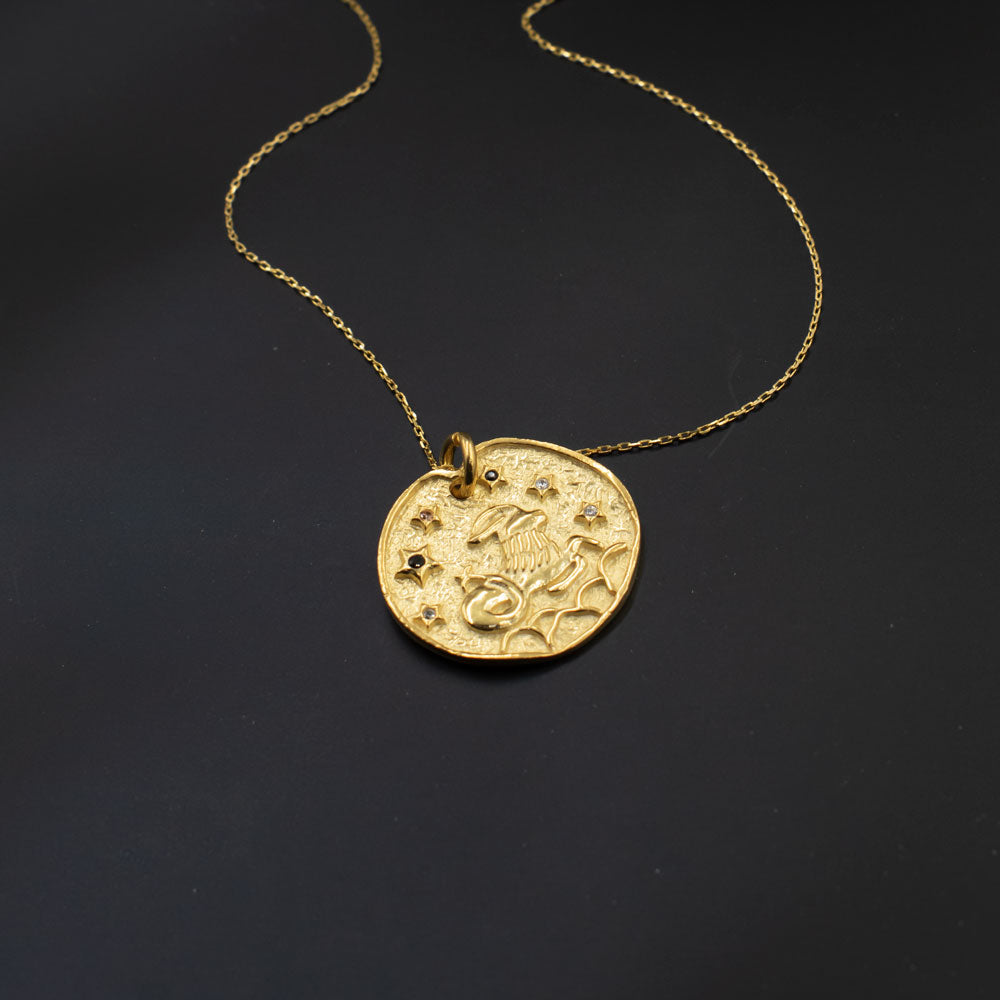 Pendentif signe du zodiaque Bélier avec chaîne BLAR036