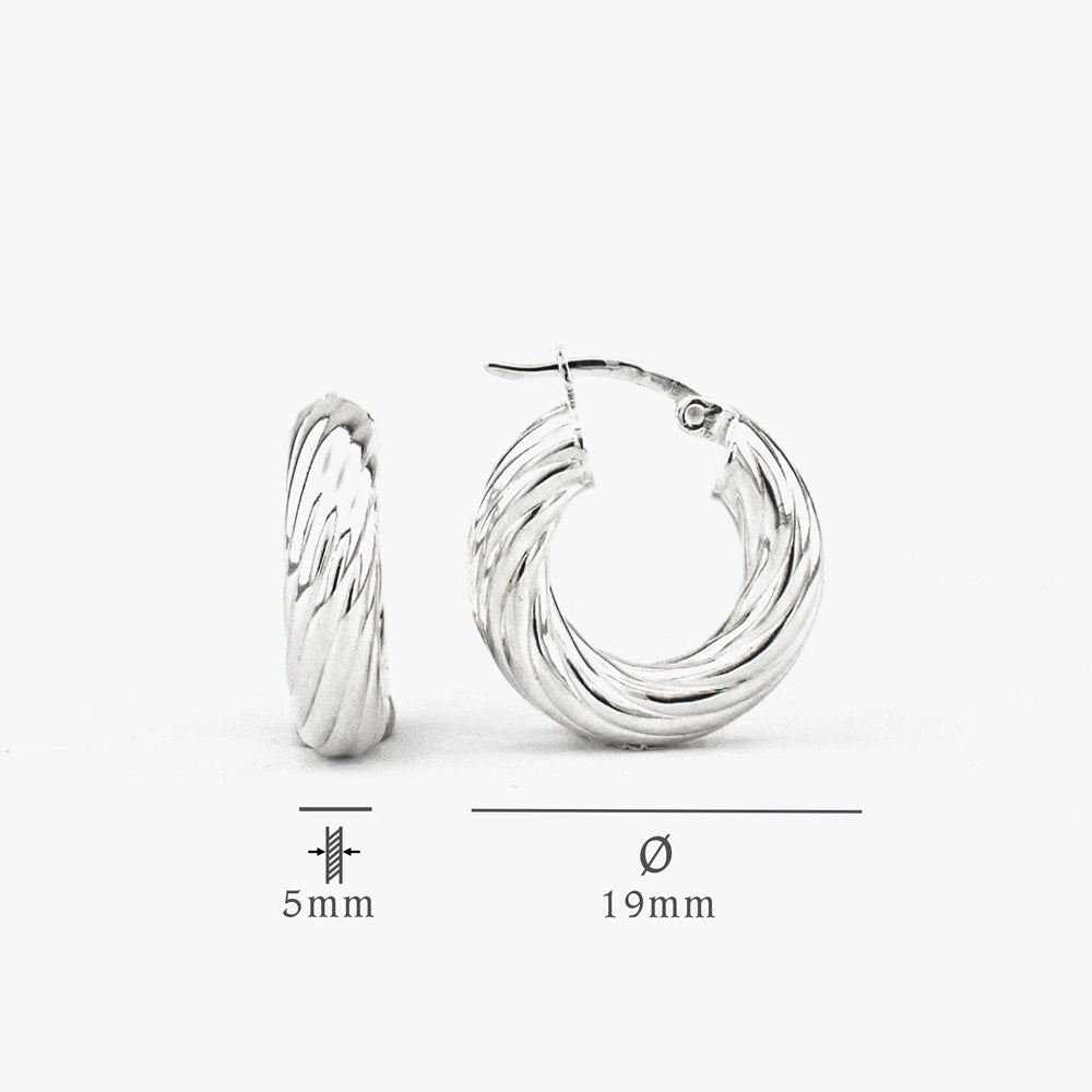 Boucles d'oreilles créoles en argent 925 - 19 mm BLARW004