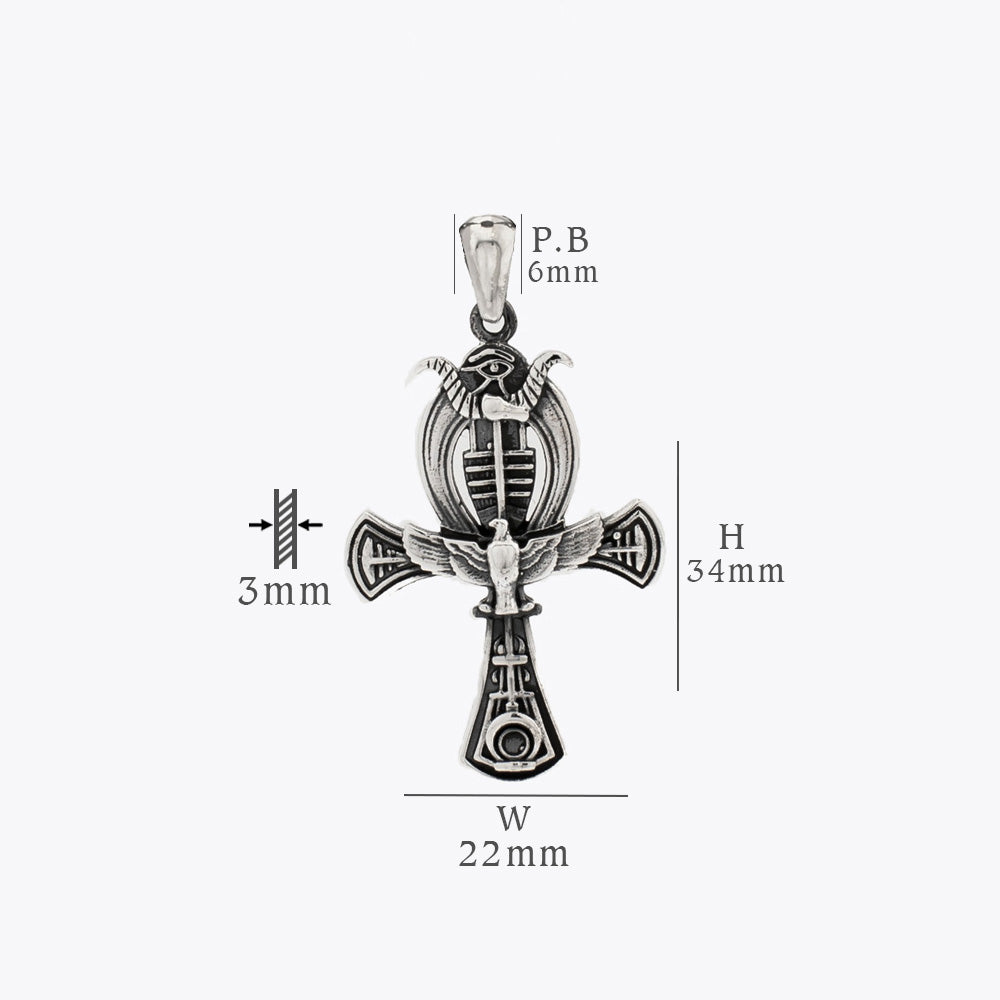 Pendentif collier en argent fait main Ankh égyptien BLARY0122